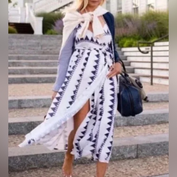 Oliphant Dresses & Skirts - Oliphant Wrap Geometric Print Maxi Dress